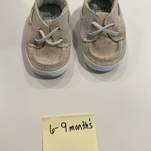 Carter's Tan Baby Walker Boat Shoes Soft Canvas Slip-On